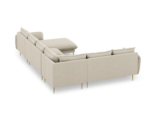 Cosmopolitan Design Panoramische hoekbank links Vienna 7-zits, structurele stof, beige - 235x330x95cm