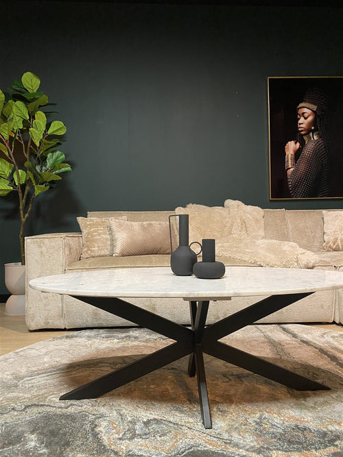 StarFurn Salontafel Faye - Ovaal Wit Marmer - 130x70x46cm - vtwonen shop