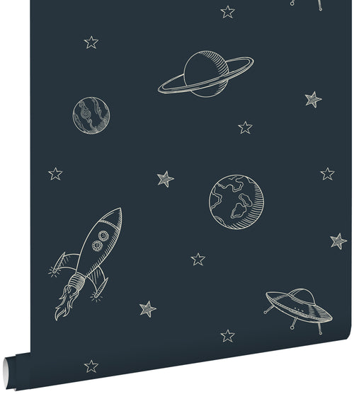 ESTAhome behang planeten in de ruimte donkerblauw - 53 cm x 10.05 m - 139422