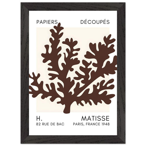 Artfulprints Poster met Lijst Matisse – Aqua bloom brown   - A4 21x29.7 cm - Bruin