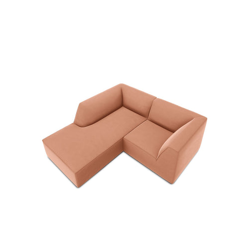Cosmopolitan Design - Modulaire hoekbank links Siena 3-zits, flueel roze - 180x186x69cm