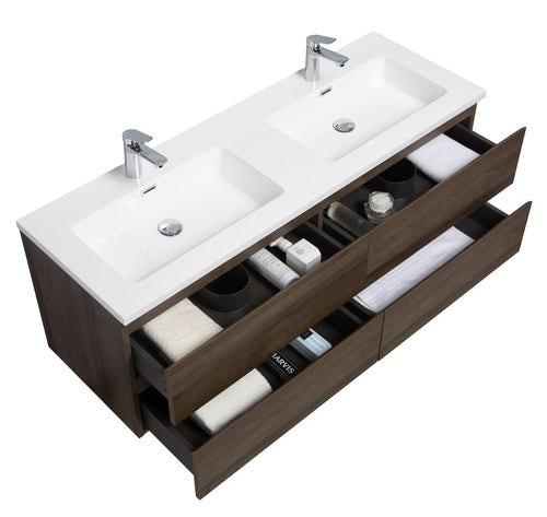 Badplaats Badkamermeubel Set Angela 140 cm – Bruin Eiken – Badmeubel met Wastafel