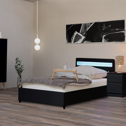 Home Deluxe LED bed NUBE zwart 90 x 200 cm