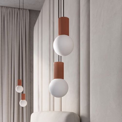Sollux Lighting Hanglamp HALO 2P rode oker - 15x15x120cm