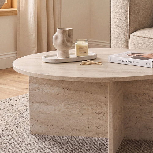 Calicosy - SOLEIL Salontafel met afgerond blad - Naturel - 90x90x40 cm