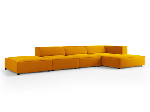 Cosmopolitan Design rechter hoekbank Arendal 5-zits, flueel, geel - 166x341x70cm