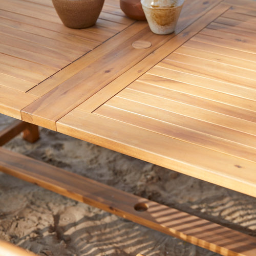 Tikamoon Rechthoekige tuinset van massief acaciahout met 6 stoelen - Bruin