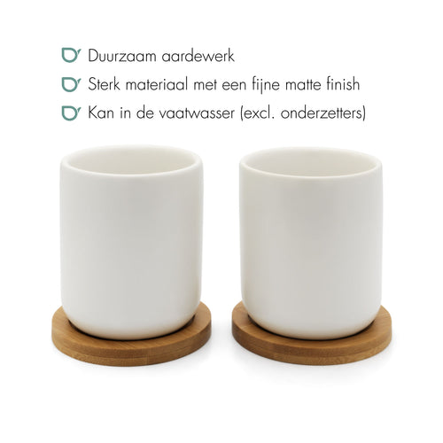 Bredemeijer - Theemok Umea 200ml wit + onderzetter s/2 - vtwonen shop