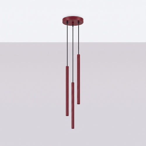 Sollux Lighting Hanglamp ARCHE 3P bordeaux - 20x20x120cm