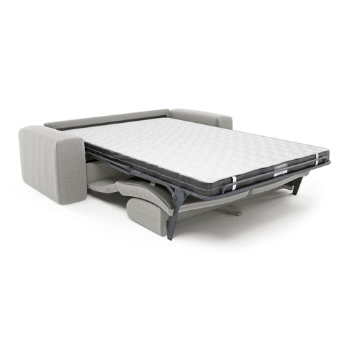 Sia Home - Express slaapbank dunlopillo 140cm MYRA - geweven stof lichtgrijs 214cm