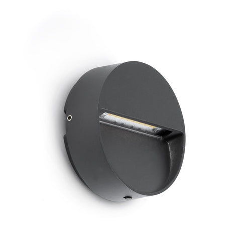 Faro Dune Dune ronde LED-wandlamp voor buiten, donkergrijs, IP65, kleurtemperatuur 2200-4000K