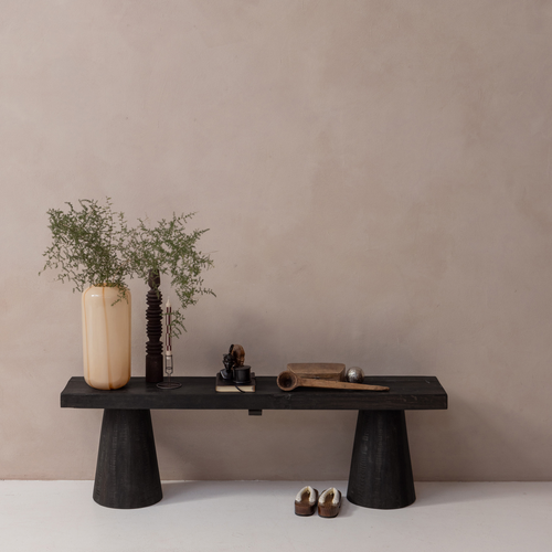 WOOOD bankje Clyde - Hout - Donkerbruin - 45x150x30