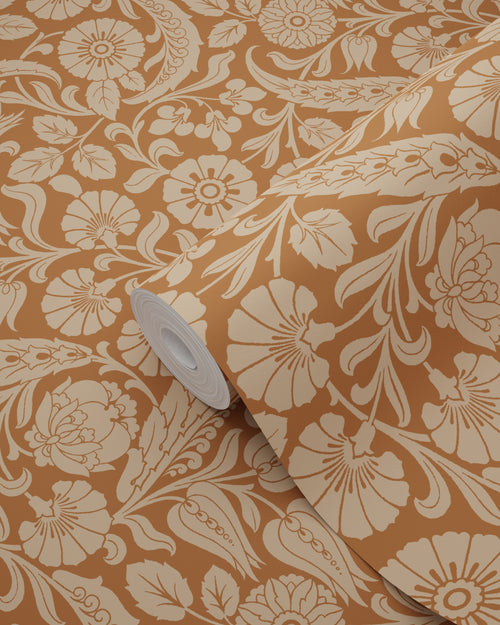 ESTAhome behang bloemmotief terracotta bruin - 50 x 900 cm - 139786 - vtwonen shop