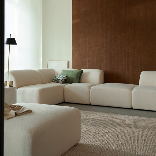 Tikamoon Modulaire bank van ecrukleurige stof, 5-6 zitplaatsen - Beige