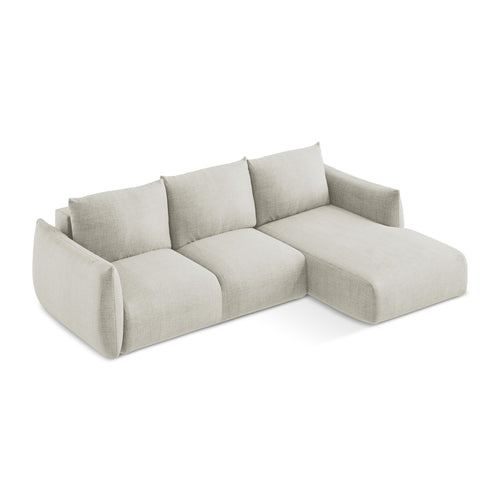 LaMiaSofa hoekbank rechts Savona - textuurstof - lichtbeige - 242x162x90