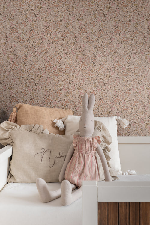 ESTAhome behang bloemetjes terracotta roze - 53 cm x 10.05 m - 139700 - vtwonen shop