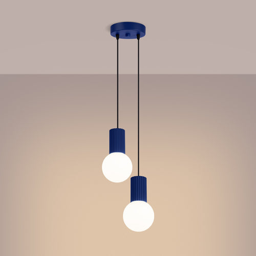 Sollux Lighting Hanglamp HALO 2P ultramarijn - 15x15x120cm