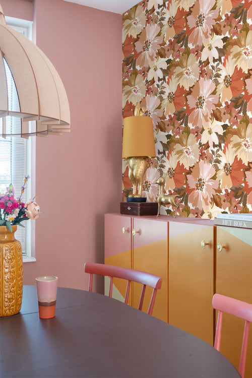 ESTAhome behang bloemen terracotta - 50 x 900 cm - 131265