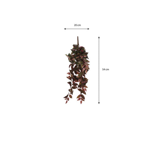 Mica Decorations Tradescantia Kunst Hangplant - L15 x B20 x H54 cm - Bordeaux