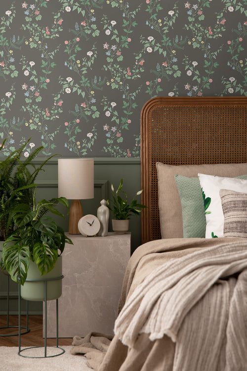 Borastapeter behang veldbloemen bruin - 53 cm x 10.05 m - 660389 - vtwonen shop