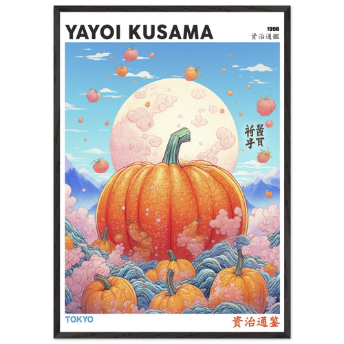 Artfulprints Poster met Lijst Yayoi Kusama - Tokyo pumpkin   - 70x100 cm - Oranje
