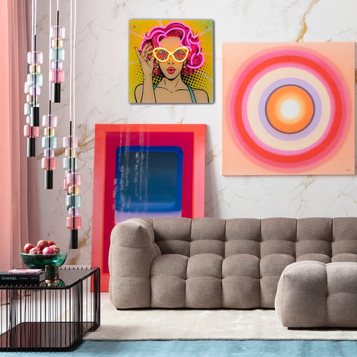 Kare Design Schilderij LED komieks vrouw 39x39cm