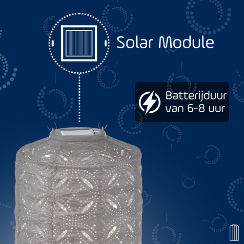 Lumiz solar lampion - mandela cylinder - 18 cm - licht taupe - vtwonen shop