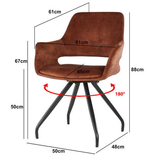 Livingfurn eetkamerstoel Capp Rust Velvet - stof - 2 stuks - vtwonen shop