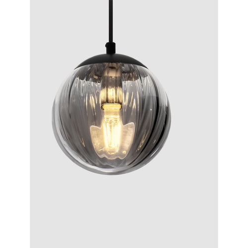 Nova Luce ABBACUS Bolvormige hanglamp voor plafond, rookkleurig, matzwart, E27-fitting, 1x12W