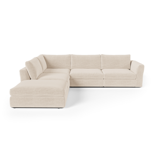 Sia Home - Modulaire bank met grote hoek links NEST - Zacht aanvoelende geweven stof - Beige - 301cm