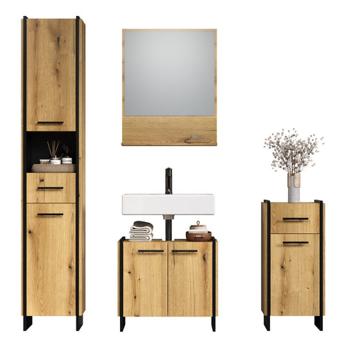 Calicosy - badkamermeubels-set ELLIE - licht hout 154x34x190 cm