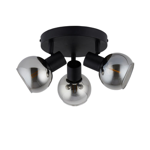 Lighto | Plafondspot zwart met smoke glas 3-lichts | Juna - vtwonen shop