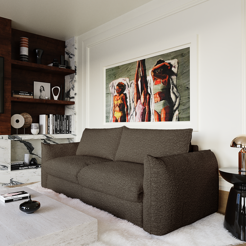 Premium Interiors - Snel uitklapbare slaapbank ICON - bouclette espresso-bruin 228cm