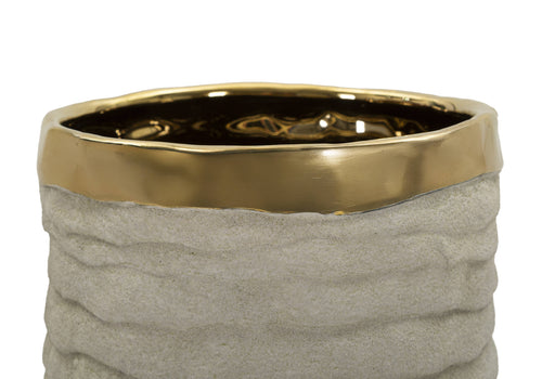 Mauro Ferretti vaas - Ø 15,5x40 cm - beige/goud