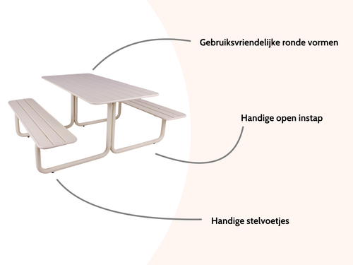 MaximaVida metalen picknicktafel Max ivoor - 150 cm - vtwonen shop
