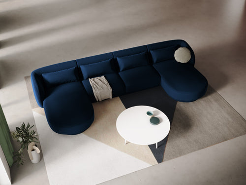 Cosmopolitan Design Panoramische bank Tulum 5-zits, flueel, koningsblauw - 156x330x70cm