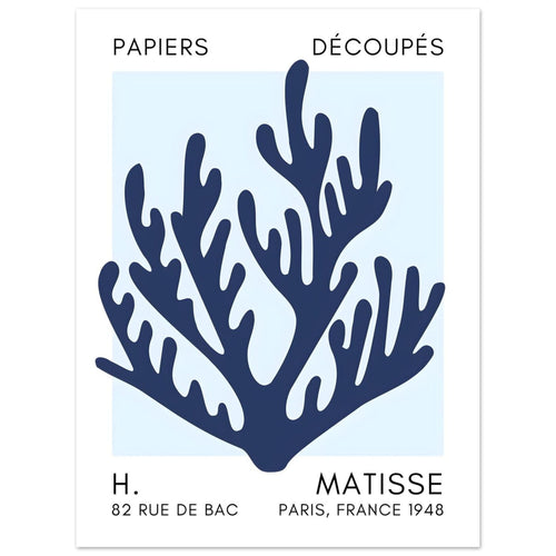 Artfulprints  Matisse – Coral harmony navy blue I   poster 30x40 cm