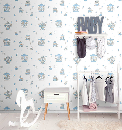 Sanders & Sanders behang dieren blauw en wit - 53 cm x 10 m - 640553