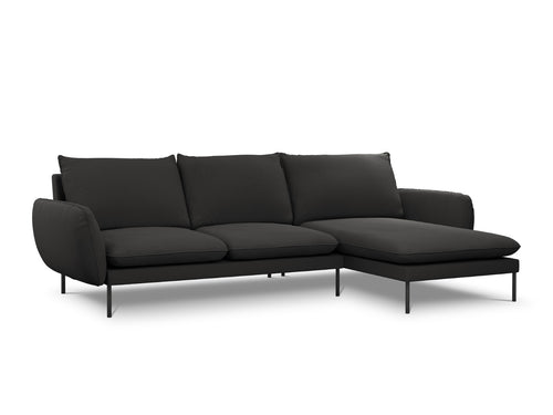 Cosmopolitan Design rechter hoekbank Vienna 5-zits, boucle, zwart - 170x255x95cm