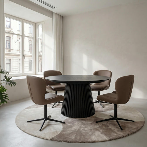 Furnhouse eetkamerstoel Nicklas - Taupe - Leer - Set van 6
