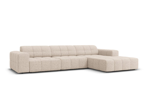 Cosmopolitan Design rechter hoekbank Chicago 4-zits, chenille beige - 167x294x78cm