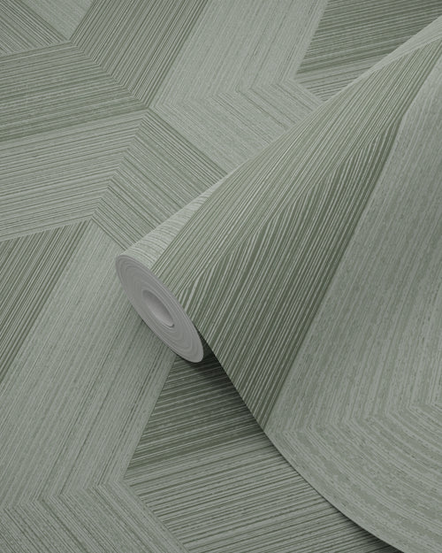 Origin Wallcoverings behang grafisch 3D motief vergrijsd groen - 53 cm x 10.05 m - 347951