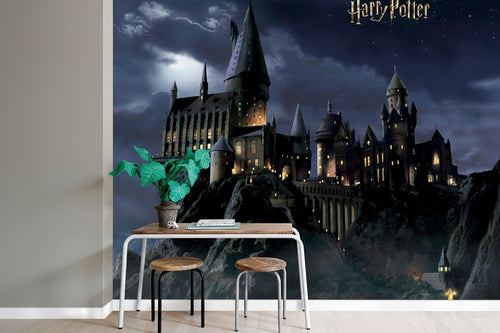 Sanders & Sanders fotobehang Harry Potter Zweinstein zwart en donkerblauw - 270 x 300 cm - 601189
