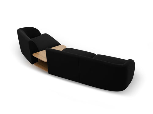 Micadoni Rechte modulaire bank Miley 3-zits, flueel, zwart - 126x303x70cm