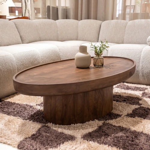 DÉJA Living Salontafel Sola Ovaal - Mangohout - Donkerbruin - 120x65x39cm