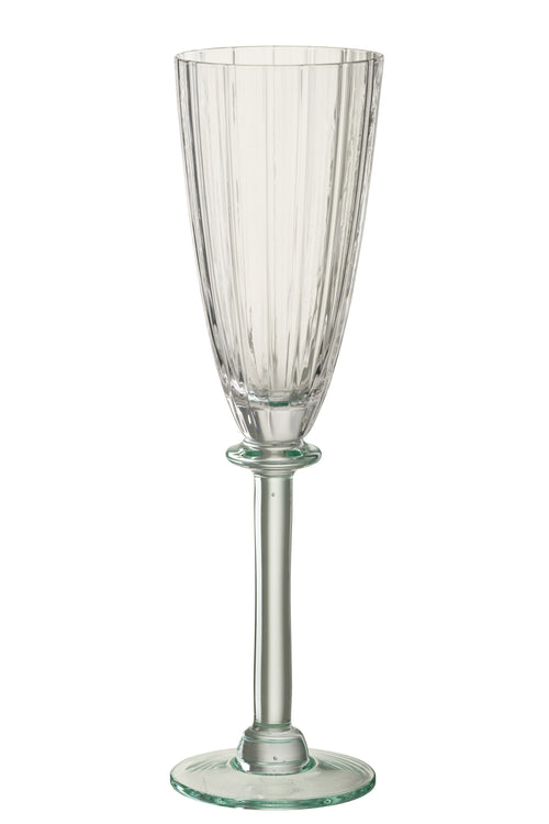 J-Line champagneglas gestreept - glas - transparant/groen - doos van 6
