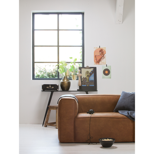 WOOOD 3,5-zits bank Bean - Ecoleer  - Cognac - 73x242x96 - vtwonen shop