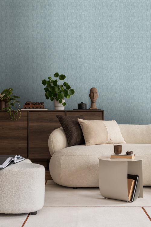 Sanders & Sanders behang linnenstructuur turquoise - 53 cm x 10 m - 640208