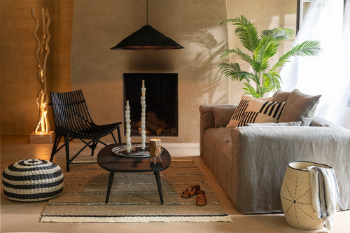 J-Line stoel Rotan - jute - zwart