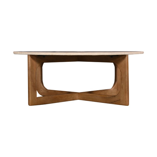 Giga Meubel Salontafel Lino Rond - Marmer/Hout - Naturel - Set van 2 - vtwonen shop